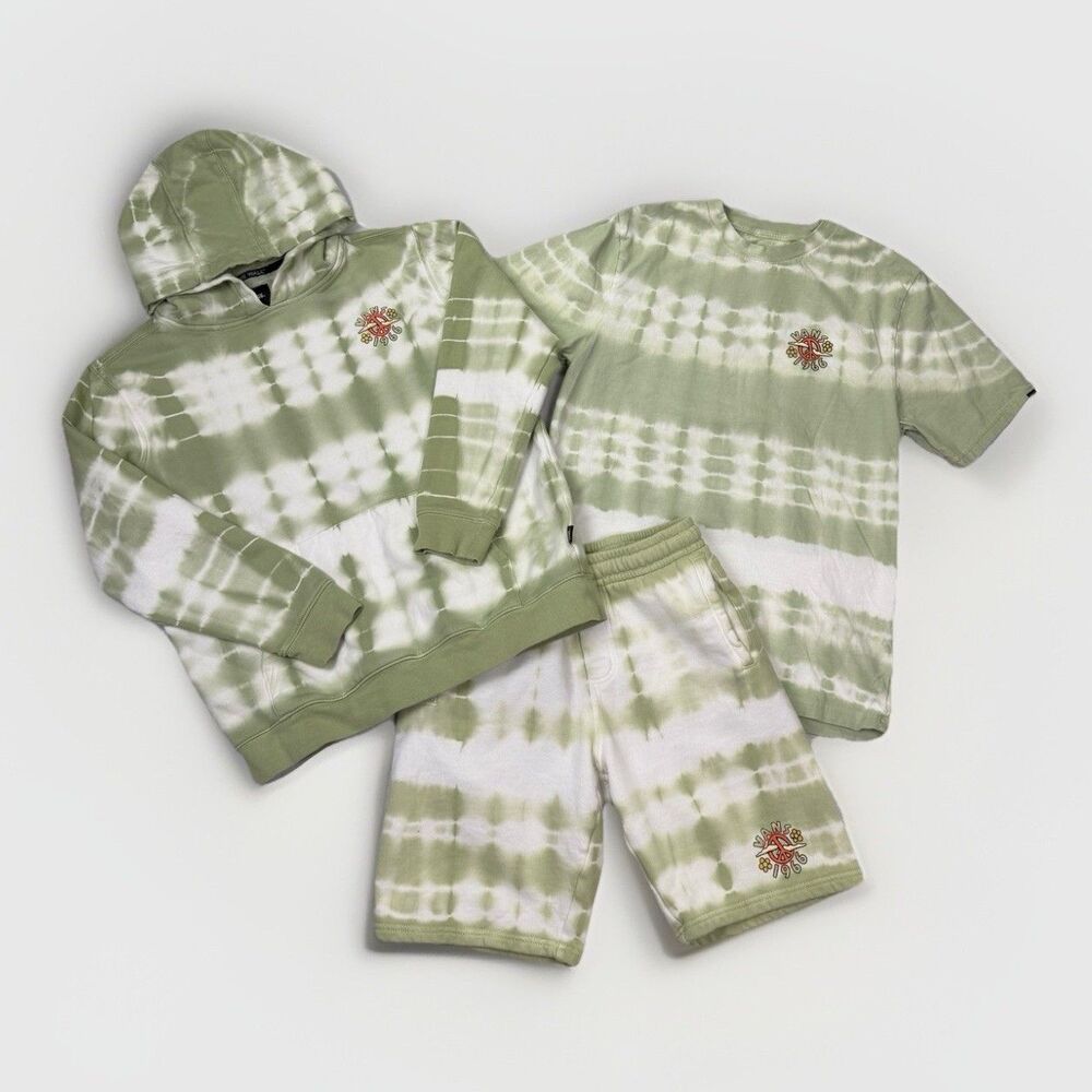 Vans‎ Tie Dye Outfit 3 Piece Hoodie Shirt Shorts Green White Youth M/L 12/14